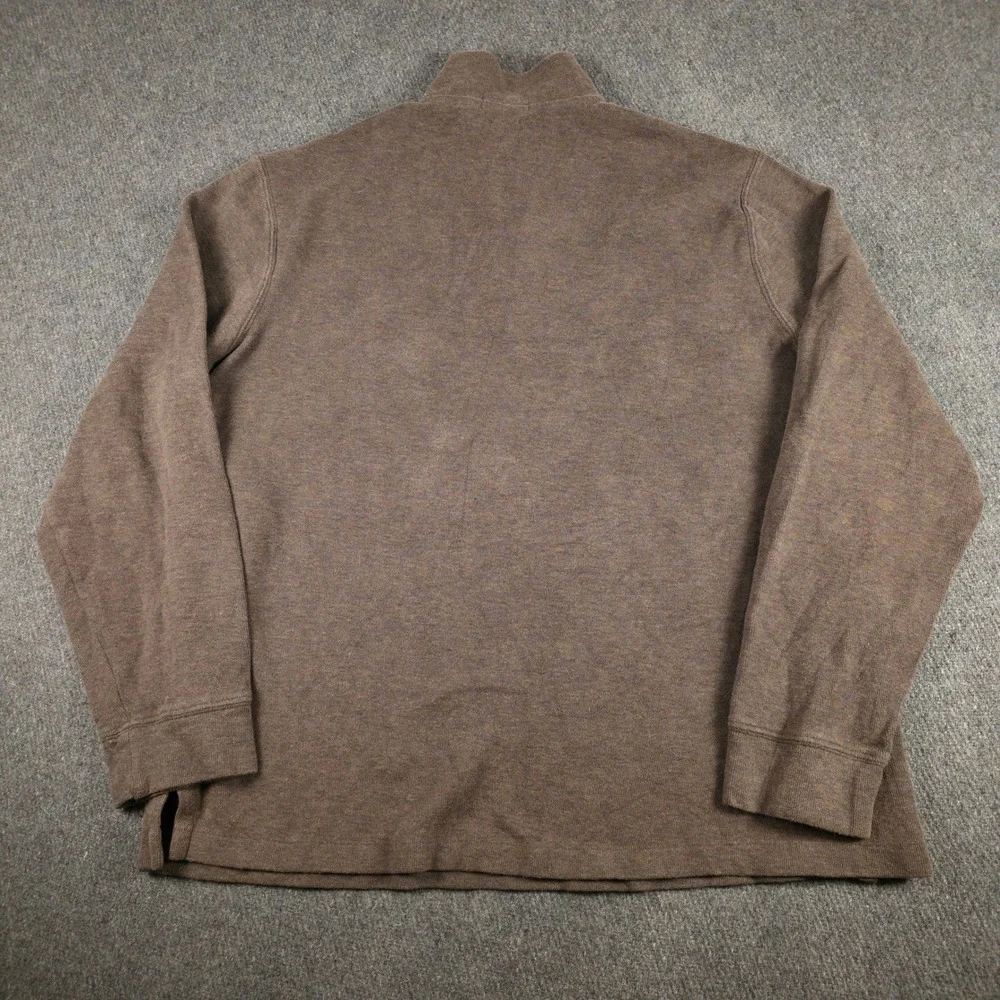Polo Ralph Lauren Quarter Zip Mens L Brown Estate Rib Pullover Cotton Sweater